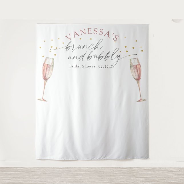 Tenture Brunch simple et bubbly nuptiale fond de douche (Devant)