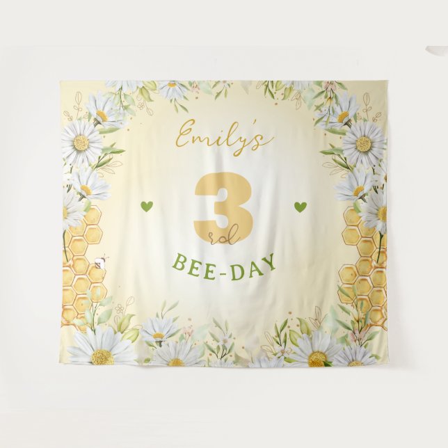 Tenture Bumblebee Jaune Fille de la fête d'anniversaire Mi (Devant (Horizontal))
