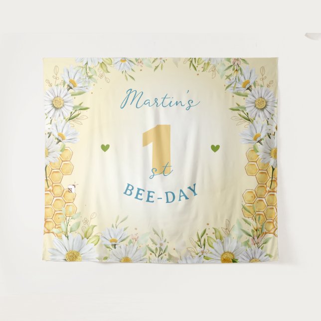 Tenture Bumblebee Yellow Boy Un 1er anniversaire fête (Devant (Horizontal))