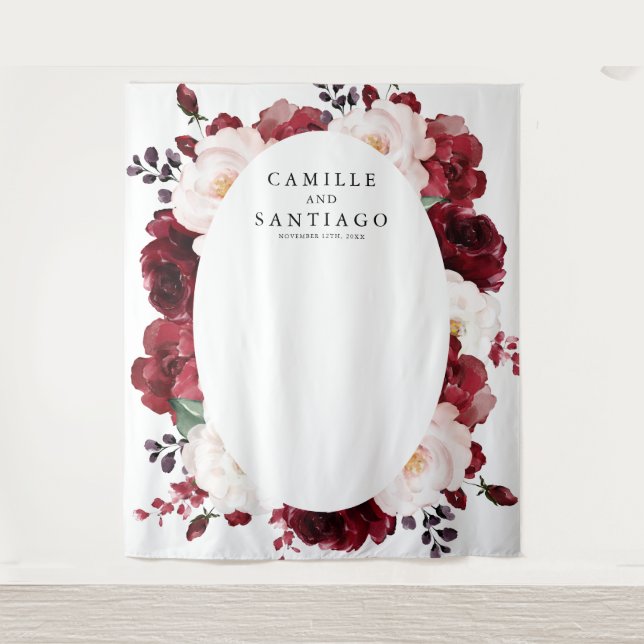 Tenture Burgundy Floral Mariage Contexte photo (Devant)