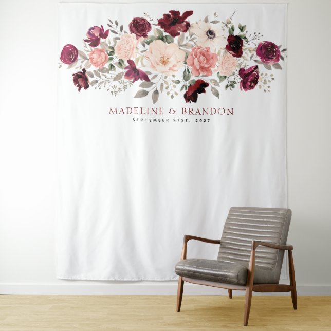 Tenture Burgundy fond de Mariage (En situation)