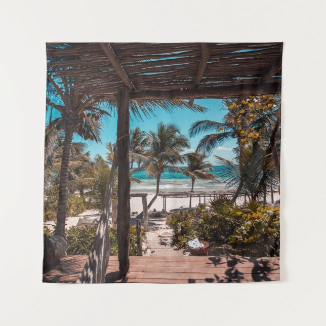 Tenture Cabine de Nipa sous les cocotiers (Devant)