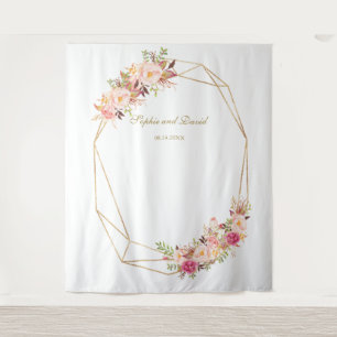 Tenture Cabine de Photographie de Mariage Fleurie Rose Lux