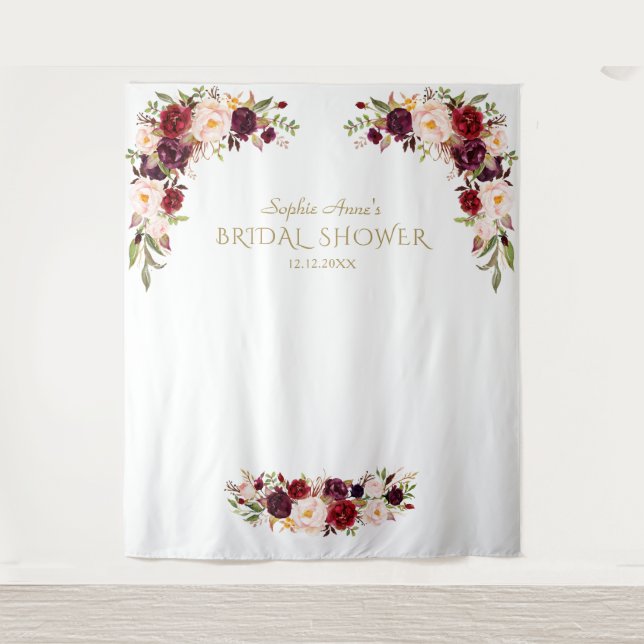 Tenture Cabine de Photographie de Mariage Fleurs Roses Bou (Devant)