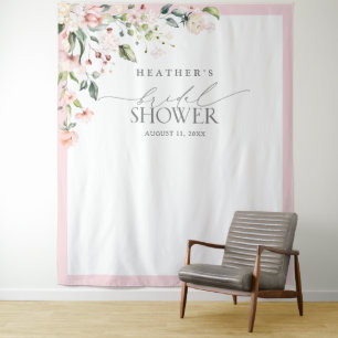 Tenture Cabine de Photographie Florale à l'Aquarelle Rose 