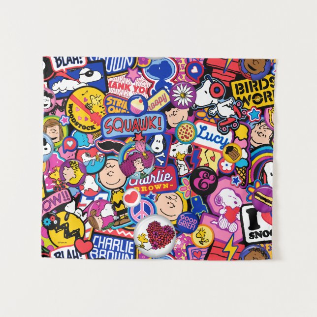 Tenture cacahuètes | Motif de patchs Mixtape (Devant (Horizontal))