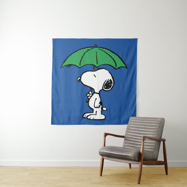 Tenture cacahuètes | Parapluie vert Snoopy (En situation)