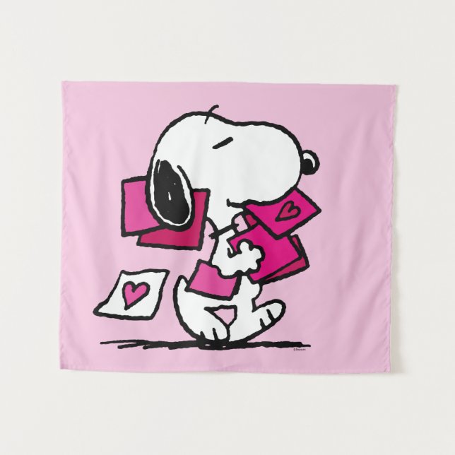 Tenture cacahuètes | Saint Valentin | Snoopy Avec Valentin (Devant (Horizontal))