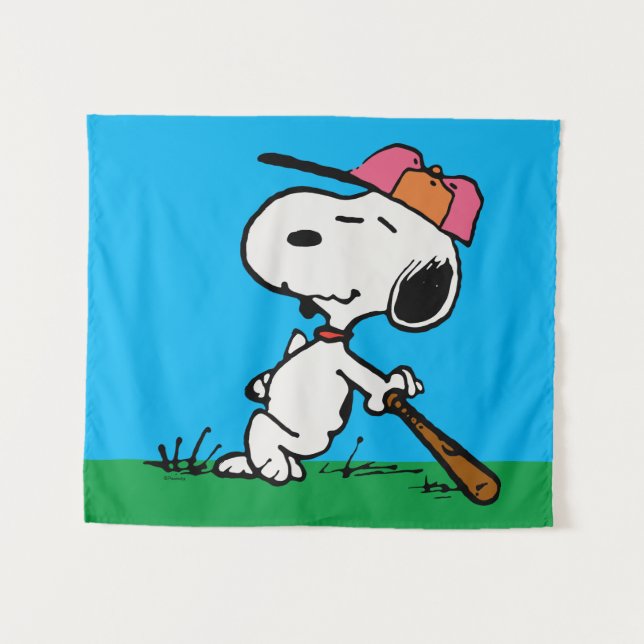 Tenture cacahuètes | Snoopy at Bat (Devant (Horizontal))