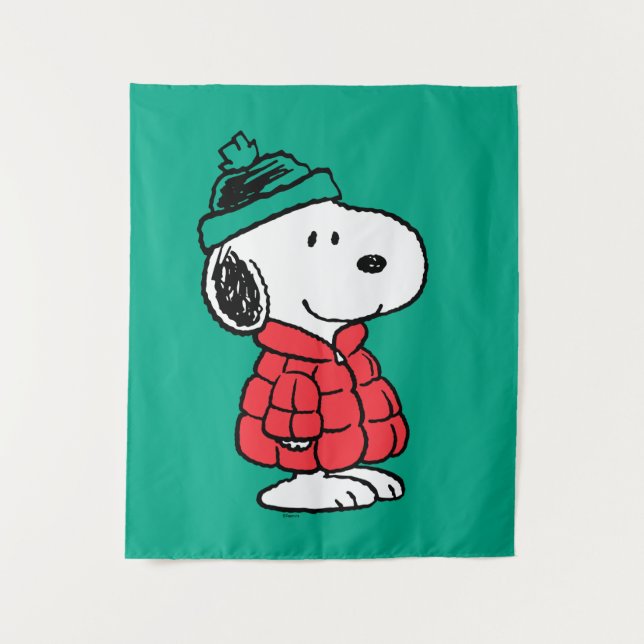 Tenture cacahuètes | Snoopy Chat d'hiver et Casquette (Devant)