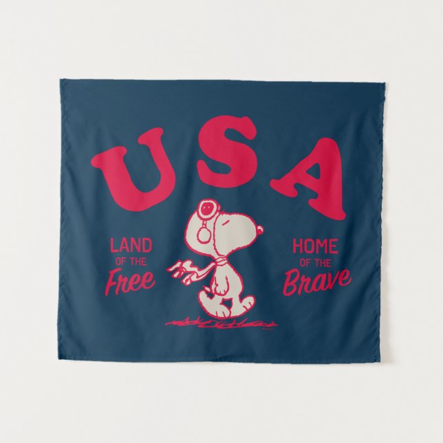 Tenture cacahuètes | Snoopy USA Land of the Free (Devant (Horizontal))