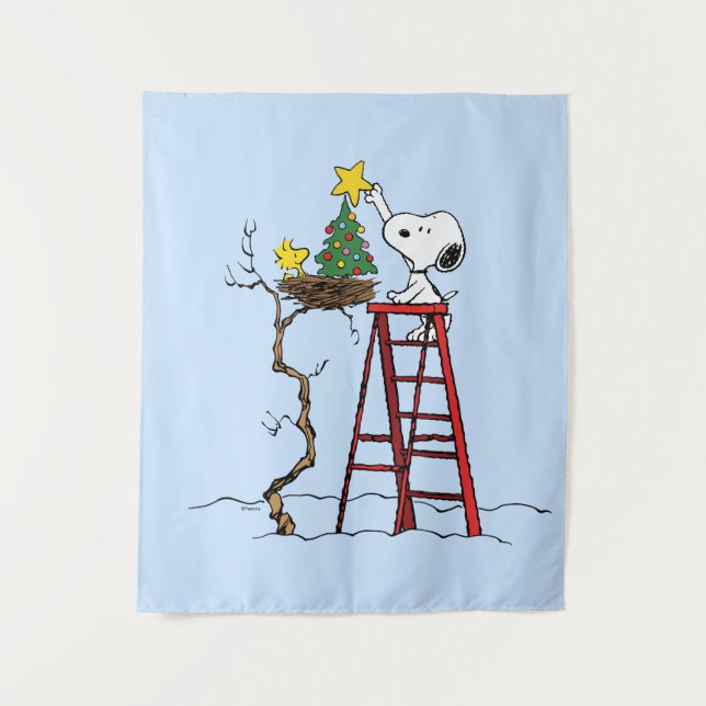 Tenture cacahuètes | Snoopy & Woodstock Arbre de Noël (Devant)