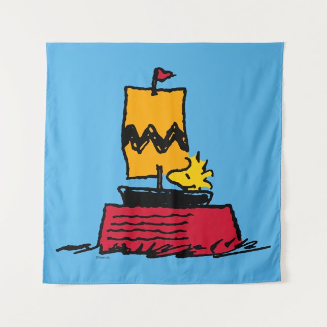 Tenture cacahuètes | Woodstock Snoopy Plat Bateau à voile (Devant)