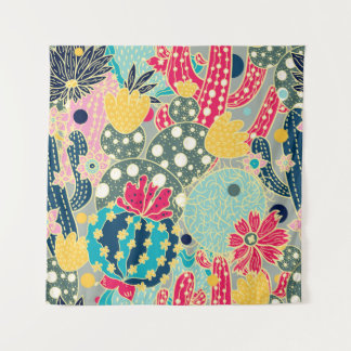 Tenture Cactus mignons. Motif sans couture colorée. 