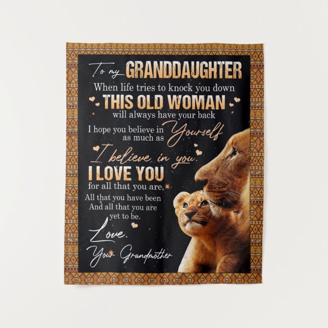 Tenture Cadeau à ma petite-fille de grand-mère, amateurs d (Devant)