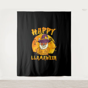 Tenture Cadeau araignée Joyeuse Llamaween Llama Sorcière