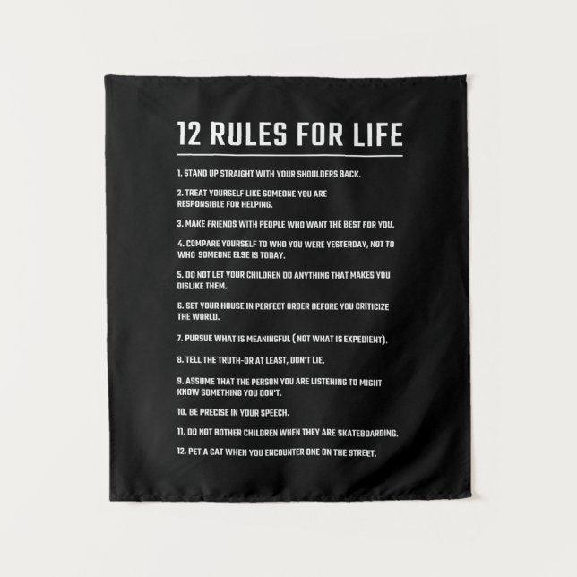 Tenture Cadeau d'anniversaire 12 règles pour la vie (Devant)