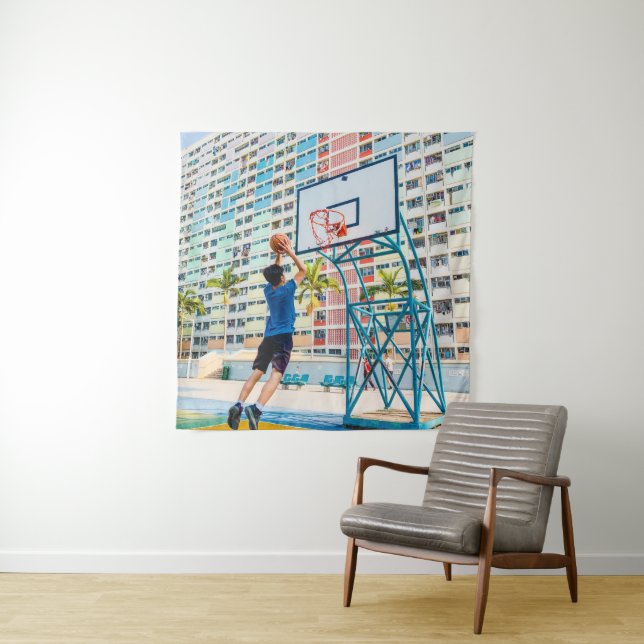 Tenture Cadeau de basket cool (En situation)