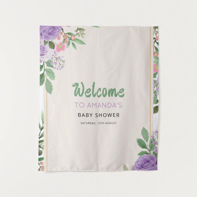 Tenture Cadeau de Naissance Bébé Fleur de Violette Bisous  (Devant)