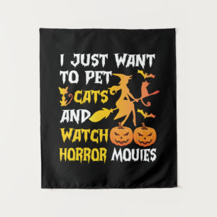 Tenture Cadeau Halloween Je veux juste caresser les chat