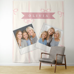 Tenture Cadeau Personnalisé Nœud Rose Élégant Coquette