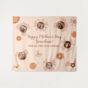 Tenture Cadeau photo Floral Rose Grandma personnalisé 6 ph