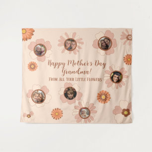 Tenture Cadeau photo Floral Rose Grandma personnalisé 7 ph