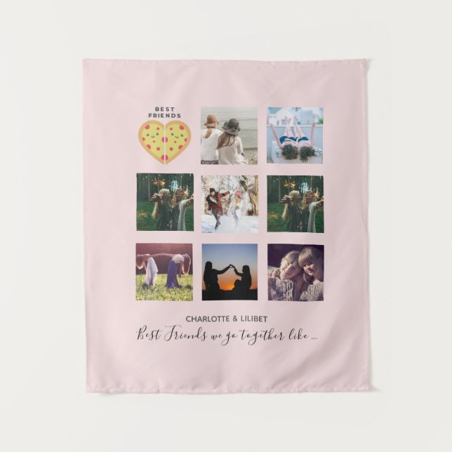 Tenture Cadeaux de Collage Photo de Meilleures Amies Rose  (Devant)