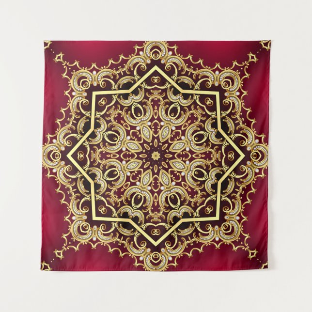 Tenture Cadre élégant : perle et or. (Devant)