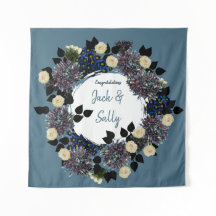 Cadre fleuri bleu et blanc