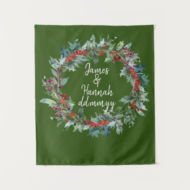 Tenture Cadre Vert personnalisé Mariage d'hiver Booth Phot (Devant)