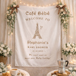 Tenture Cafe Bebe Coffee Baby Shower Fabric Welcome Sign