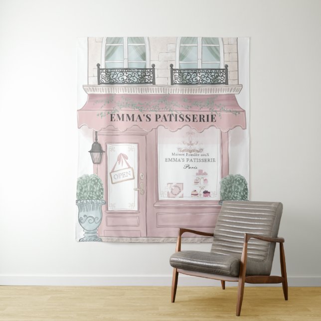 Tenture Café boulangerie Patisserie Pink En toile de fond (En situation)