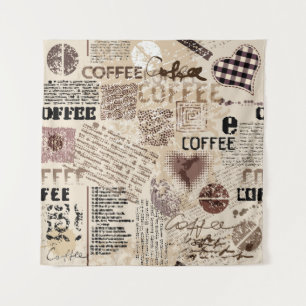 Tenture Café. motif de café Abstrait sur fond brun
