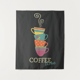 Tenture Café tasses à vapeur empilées