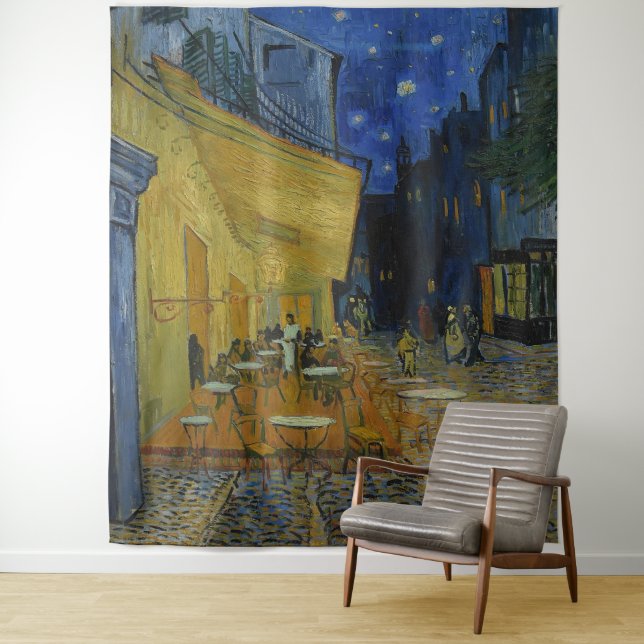 Tenture Café Terrasse à la nuit par Vincent van Gogh (En situation)