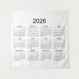 Tenture Calendrier minimaliste simple 2026