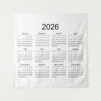 Tenture Calendrier minimaliste simple 2026