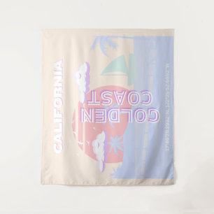 Tenture Californie, Plage, Art du voyage, Preppy, Pastel