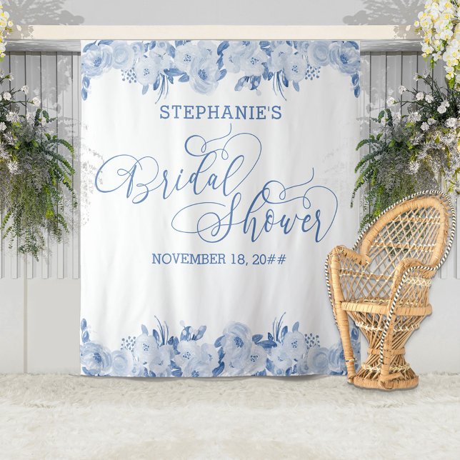 Tenture Calligraphie Élégante Fleur Bleu Poussiéreux Showe (Créateur téléchargé)