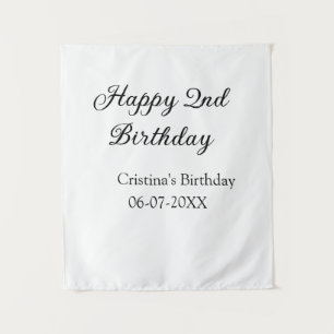 Tenture calligraphie simple minimale joyeux 2e anniversair