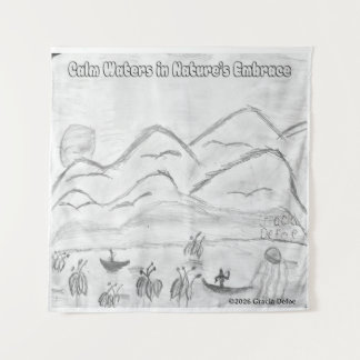 Tenture 'Calm Waters in  Nature's Embrace' Tapestry