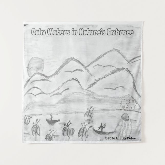 Tenture 'Calm Waters in  Nature's Embrace' Tapestry (Devant)