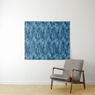 Tenture Camo Monocolore Bleu Acier