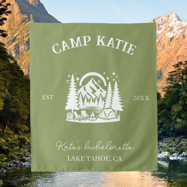 Tenture Camping personnalisé pour enterrement de vie de je (Créateur téléchargé)