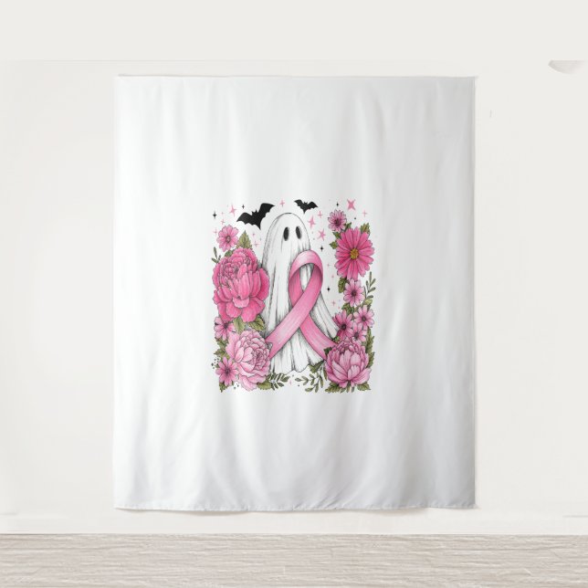 Tenture Cancer du sein Halloween Ghost Boho (Devant)