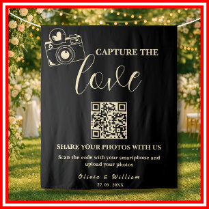 Tenture Capturez l'amour Fond noir jaune beurre QR