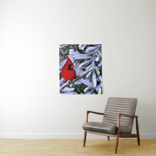 Tenture Cardinal rouge d'hiver