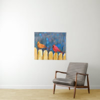Cardinals on the Fence Painting - Art original