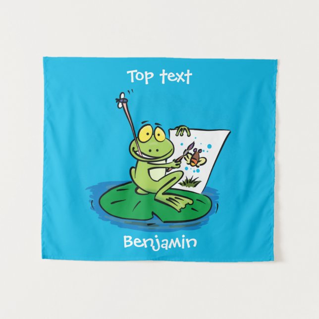 Tenture Caricature amusante de grenouille verte (Devant (Horizontal))